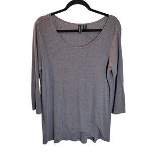 Cynthia Rowley Womens Sz L Gray Solid Long Sleeve Knitted Sweatshirt Blouse